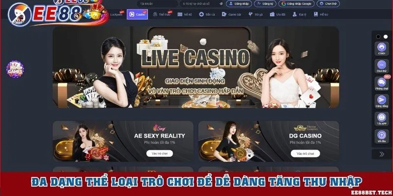 Đa dạng thể loại trò chơi để dễ dàng tăng thu nhập